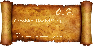Ohrabka Harkány névjegykártya